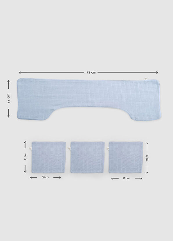 Little Gusto Blue Organic Cotton Muslin Baby Shoulder Mouth Diaper Set - 4