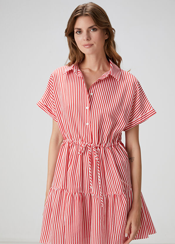 Beymen Club Kırmızı Çizgili Mini Elbise - 4