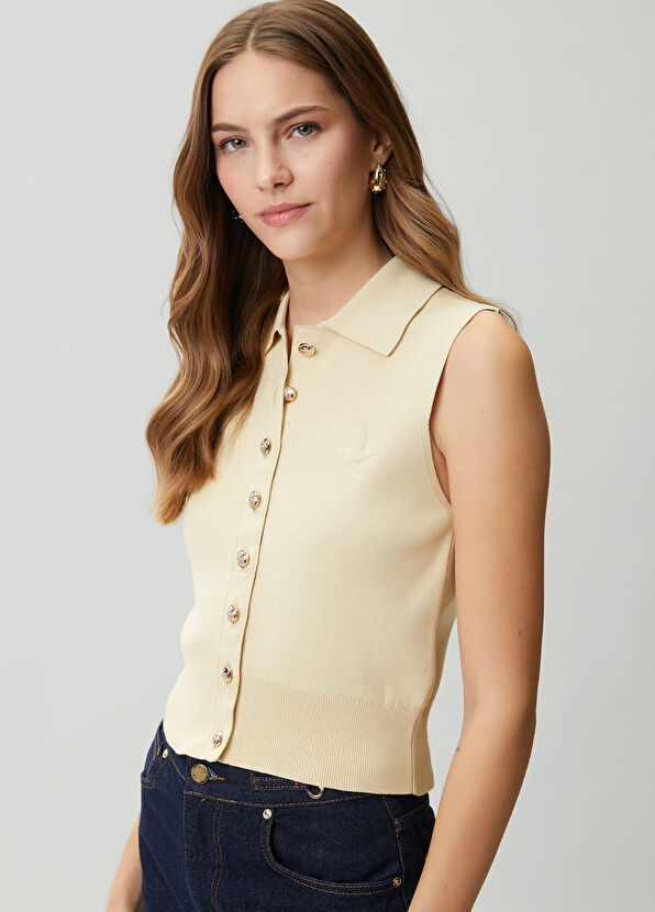 Beymen Club Cream Embossed Logo Knit Cardigan - 4