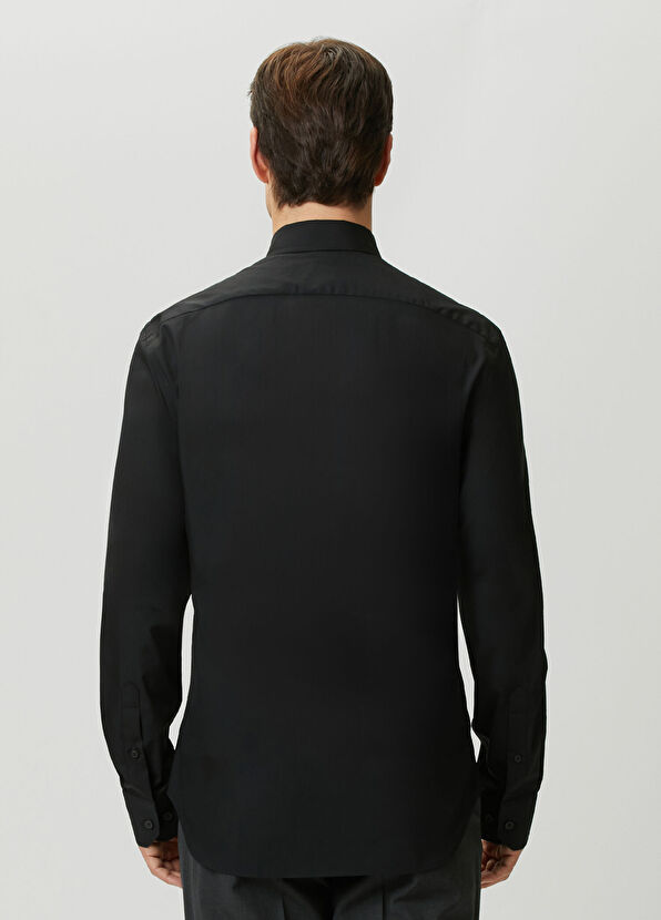 Beymen Club Slim Fit Black Hidden Button Collar Non-Iron Shirt - 4