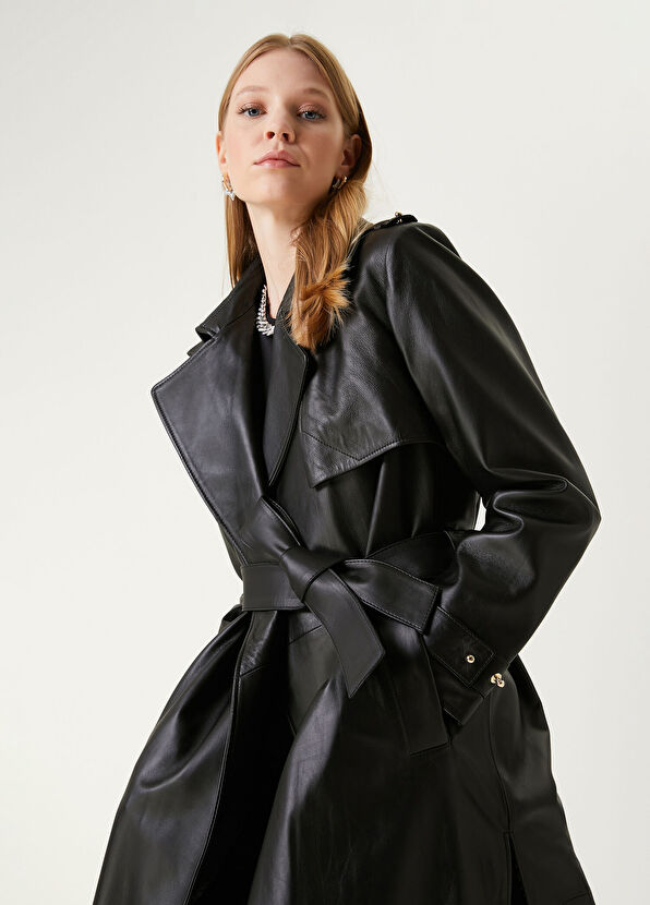 Beymen Club Siyah Deri Pardesü - 3