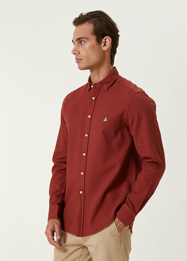 Beymen Club Comfort Fit Turuncu Pirinç Dokulu Gömlek - 3