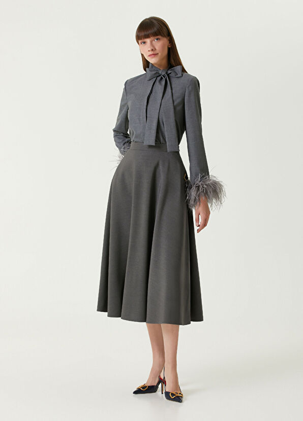 Valentino Gri Peluş Detaylı Yün Gömlek - 2