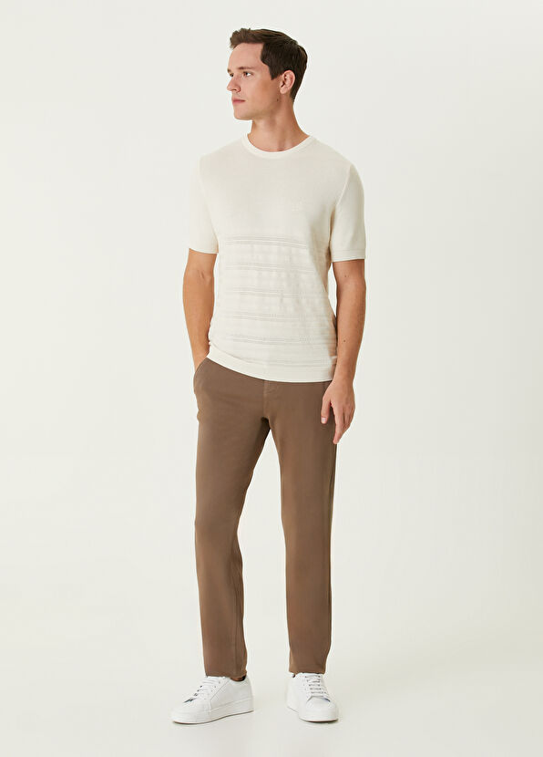 Beymen Club Bej Örgü Bloklu Kısa Kollu Kazak - 3