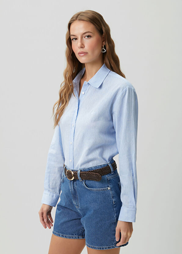 Beymen Club Mavi Keten Gömlek - 1