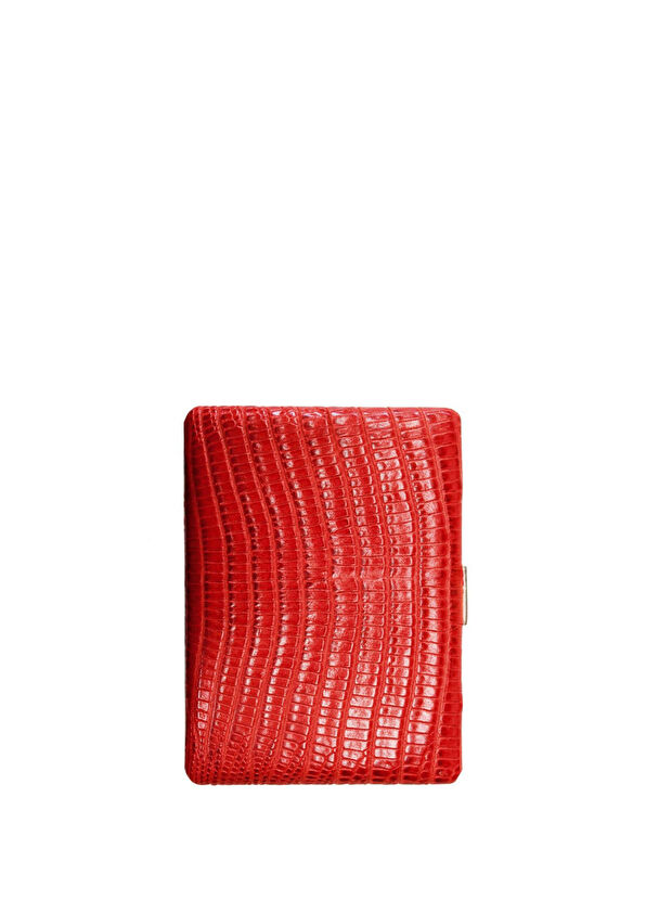 Pearl Japan Cosmos Lizard Red 9-piece Leather Long Cigarette Case - 1