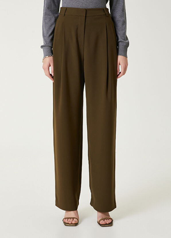 Beymen Club Khaki Crepe Palazzo Pants - 2