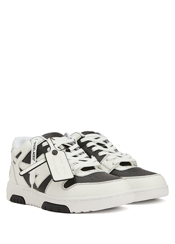 Off-White Siyah Beyaz Erkek Deri Sneaker - 2