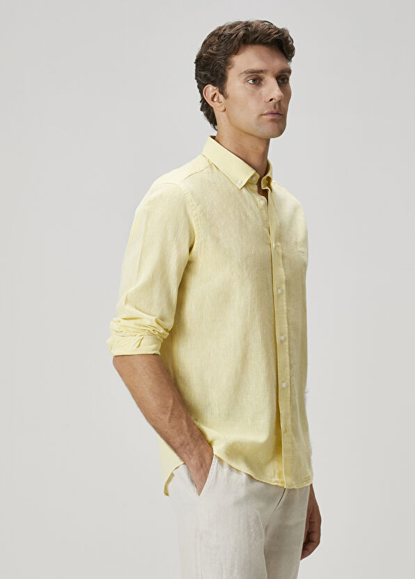 Beymen Club Comfort Fit Sarı Keten Gömlek - 2