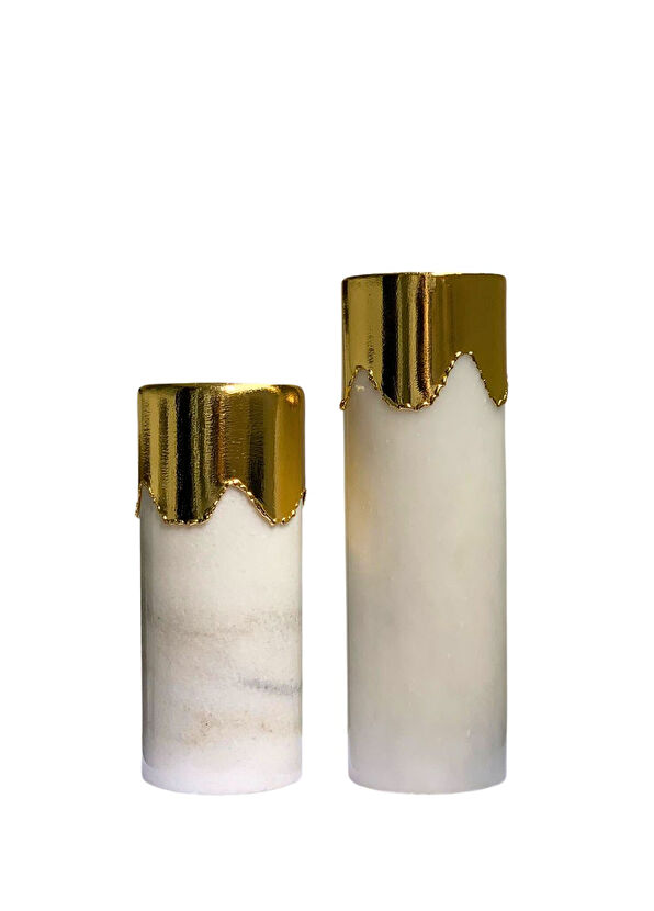 2in1 Design Studio Melt White Gold 2-Piece Marble Vase - 1