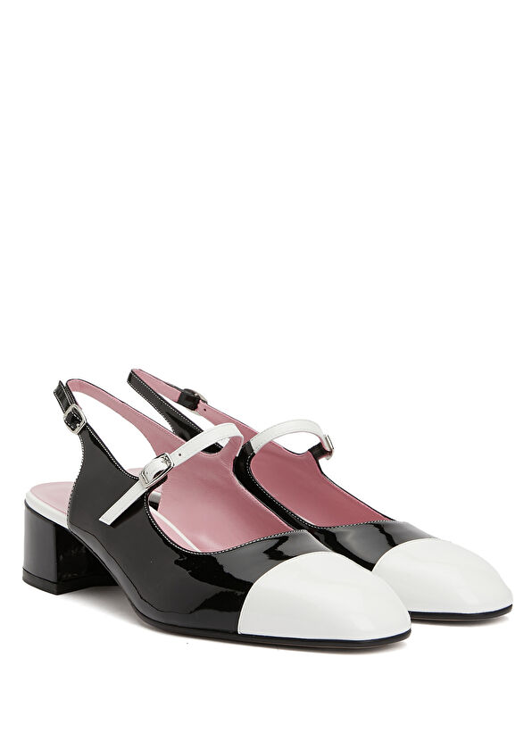 Carel Ischia Siyah Beyaz Deri Topuklu Ayakkabı - 2