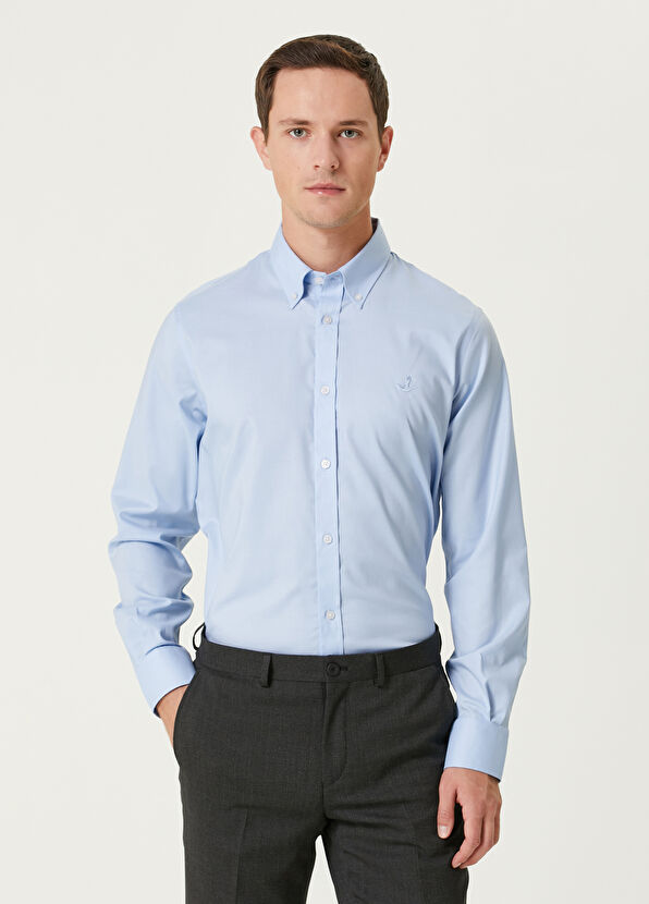 Beymen Club Non-Iron Custom Fit Blue Shirt - 1