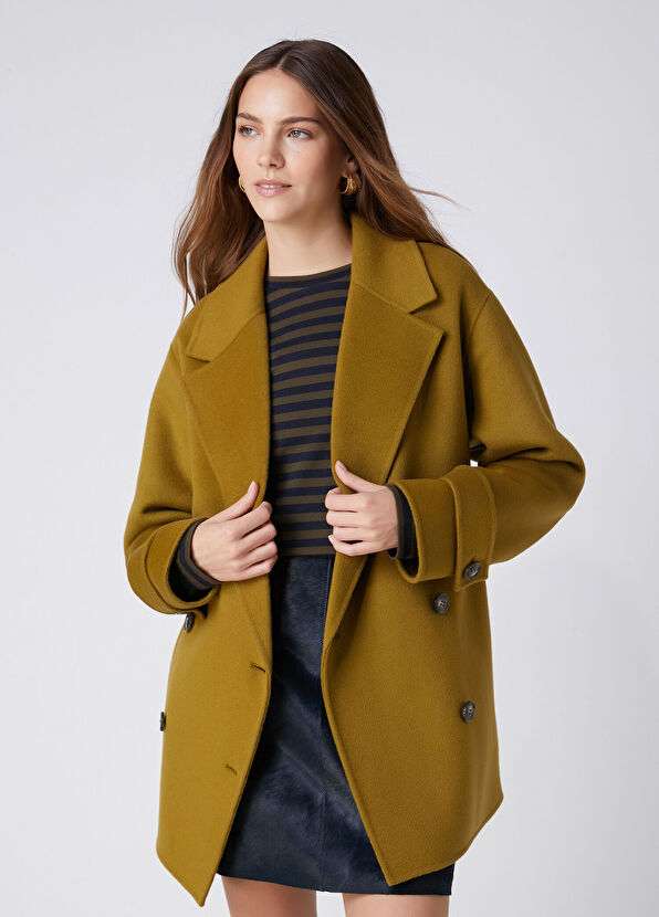 Beymen Club Handmade Green Double-Breasted Wool Short Jacket - 1
