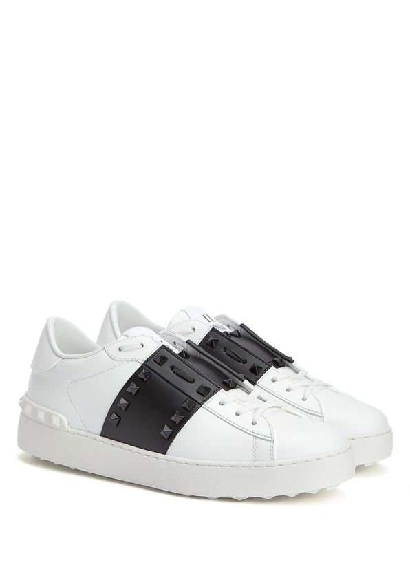 Valentino Garavani Rockstud Siyah Beyaz Kadın Deri Sneaker - 2