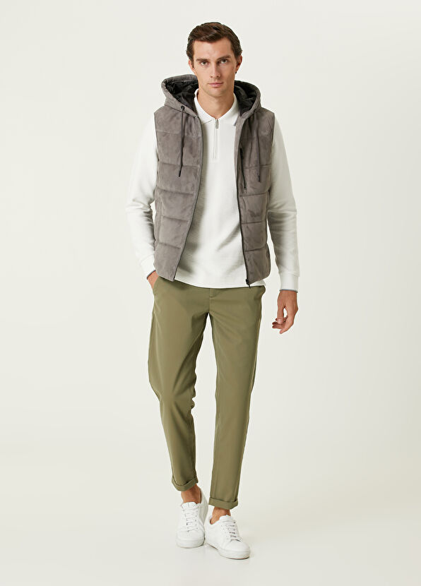 Beymen Club Slim Fit Ekru Polo Yaka Ottoman Dokulu Sweatshirt - 3