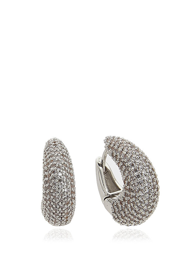 Beymen Club Women's Oval Earrings With Stones - 2