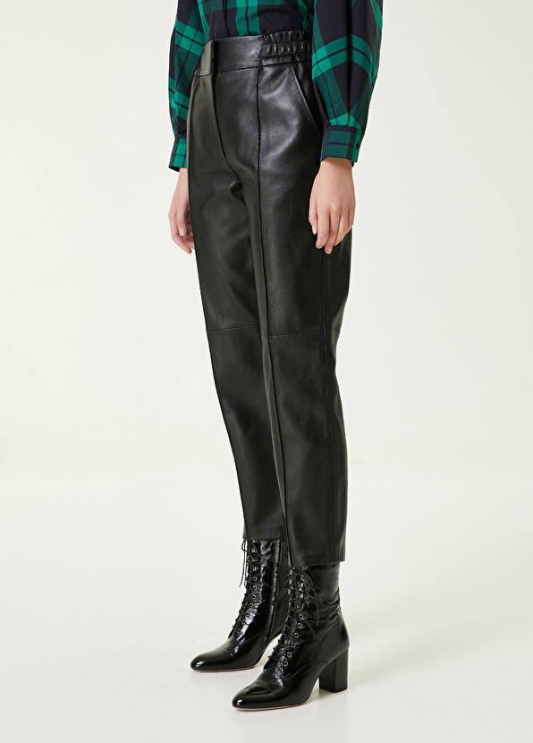 Beymen Club Siyah Nervürlü Deri Pantolon - 2