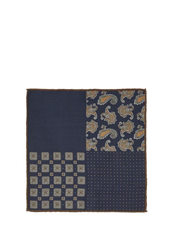 Beymen Club Lacivert Desenli Yün Poşet Mendil - 1