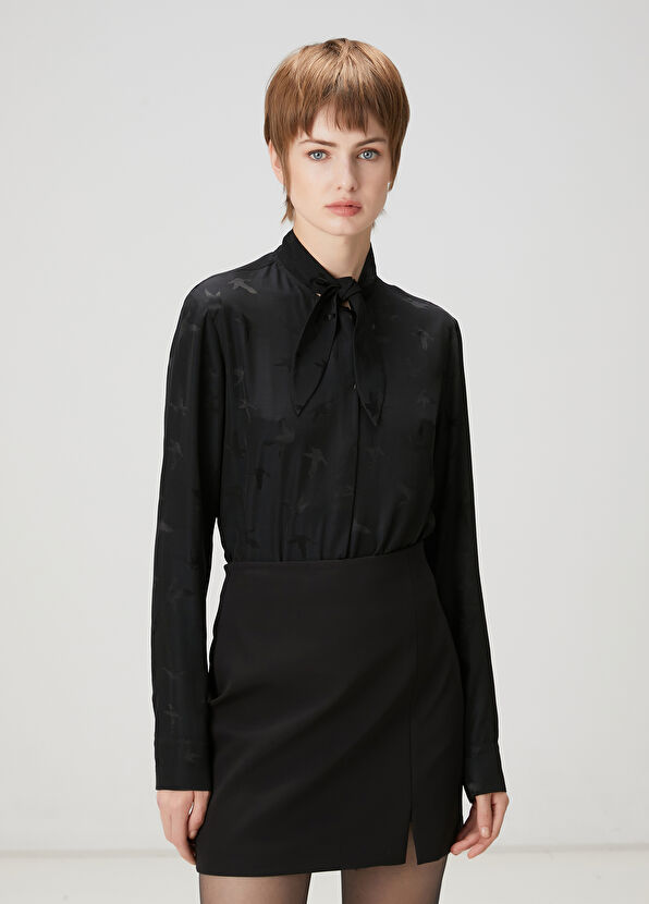 Beymen Club Black Logo Jacquard Silk Shirt - 1