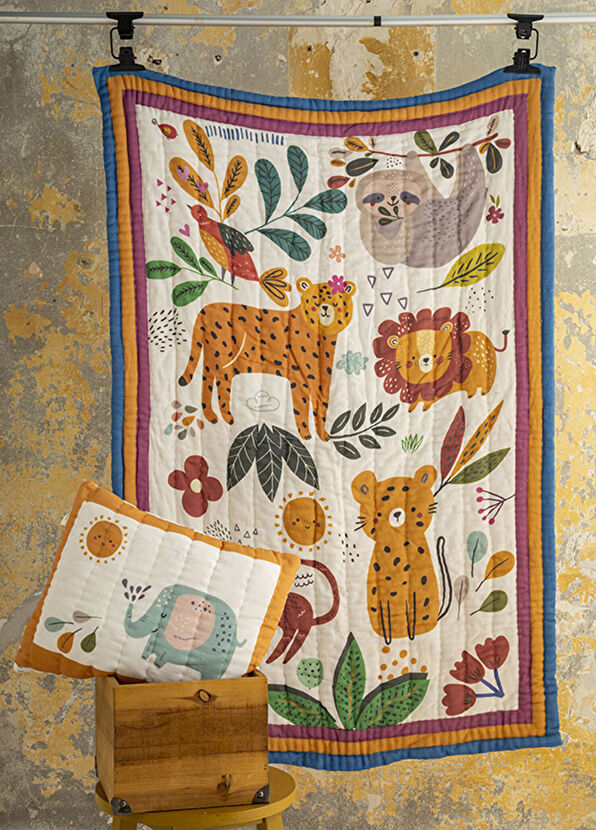 Uniqlooms Jungle El Yapımı Organik Pamuk Bebek Çocuk Yatak Örtüsü Takımı - 3