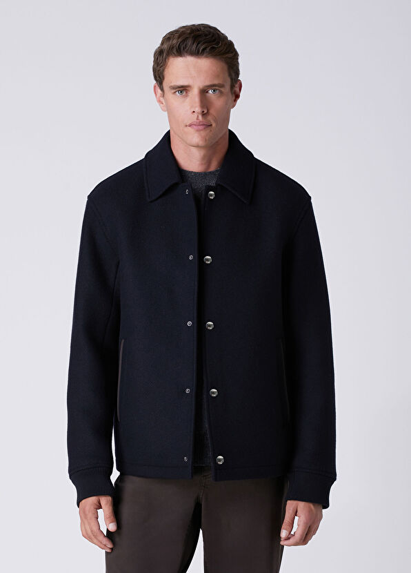 Beymen Club Navy Blue Diagonal Textured Wool Jacket - 2