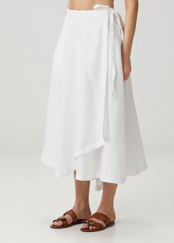Polo Ralph Lauren White Midi Linen Skirt - 2