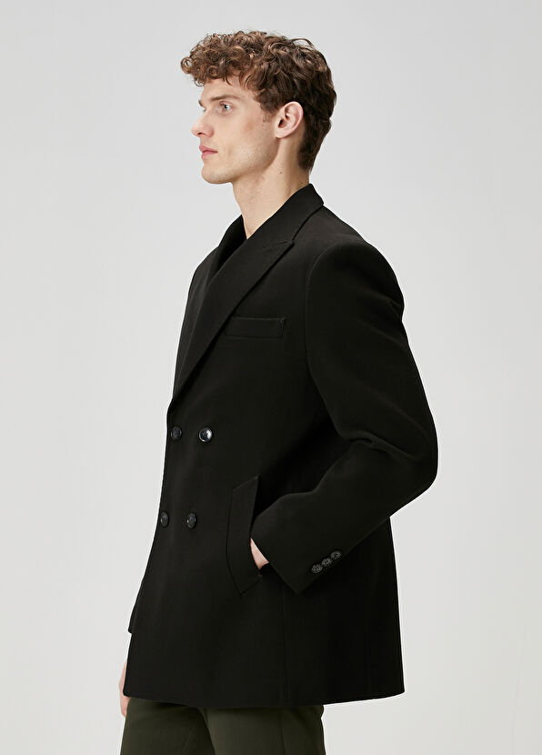 Beymen Club Siyah Kruvaze Kaban - 2