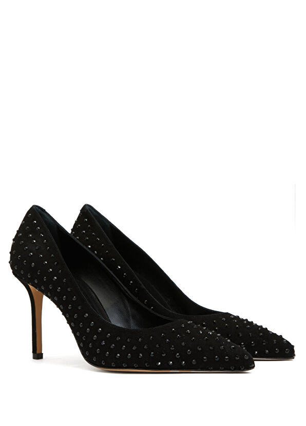 Beymen Club Black Stone Women's Leather Heeled Shoes - 2