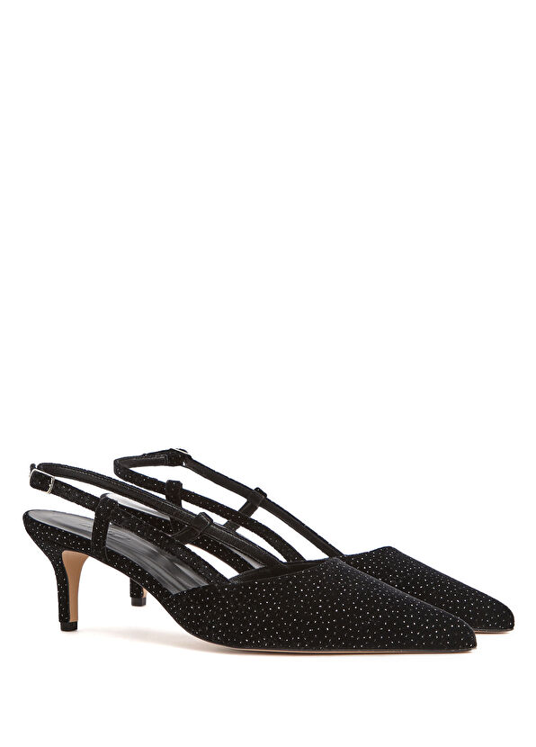 Beymen Club Siyah Kadın Kadife Slingback Topuklu Ayakkabı - 2
