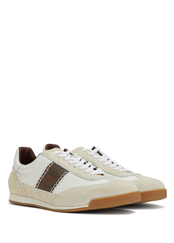 Etro Cream Men's Leather Sneakers - 2