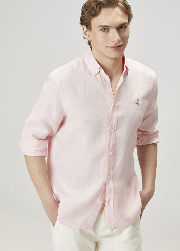 Beymen Club Comfort Fit Açık Pembe Keten Gömlek - 2