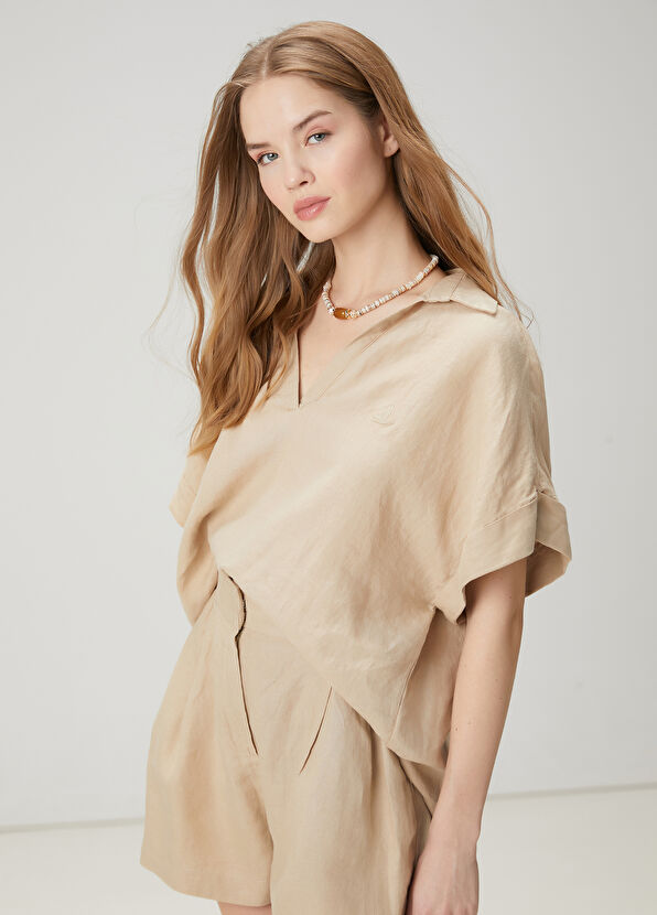 Beymen Club Bej Keten Bluz - 1