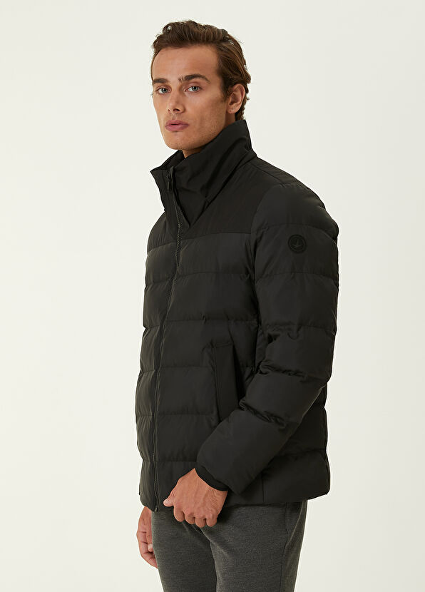 Beymen Club Siyah Kapüşonlu Garnili Kapitoneli Mont - 3