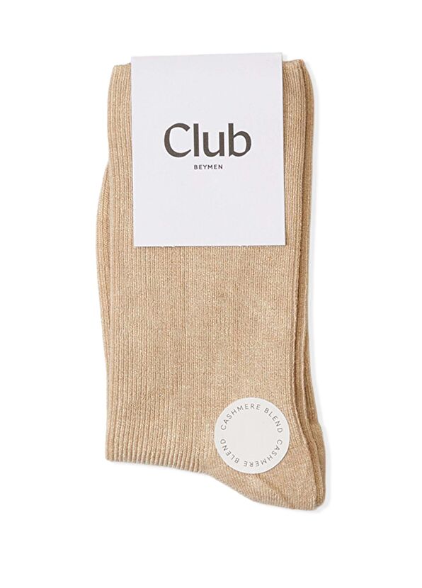 Beymen Club Beige Women's Cashmere Blend Bamboo Socket Socks - 1