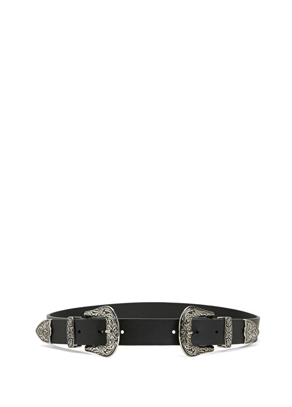 Beymen Club Black Antique Buckle Leather Belt - 1