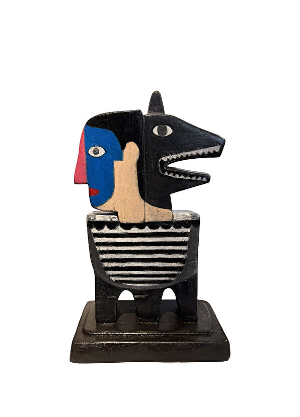 Red Art Istanbul Tarkan Güveli Acrylic Painted Wooden Metal Sculpture - 1