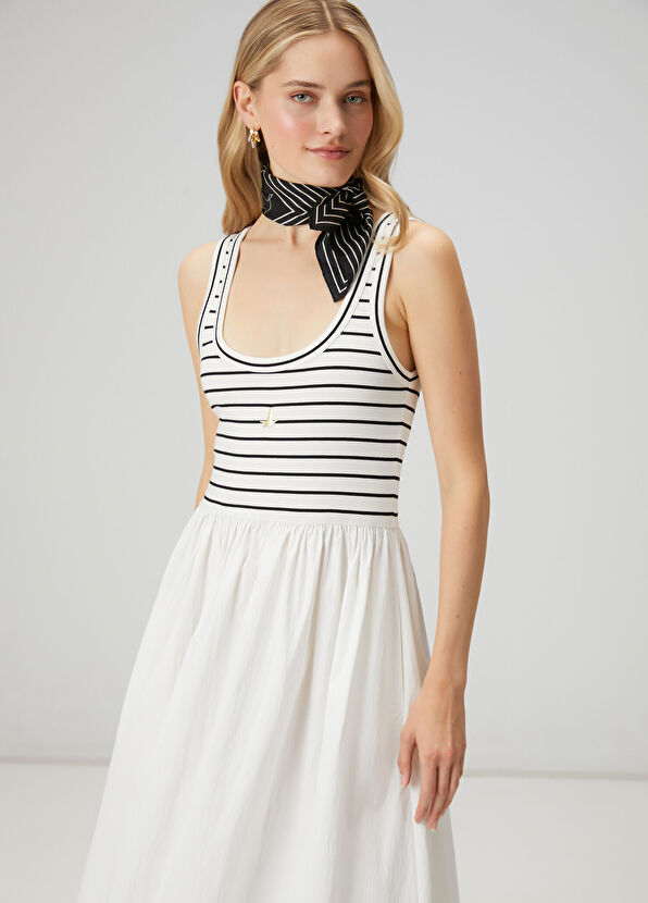 Beymen Club Off-White Striped Maxi Jersey Dress - 2