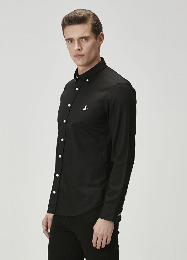 Beymen Club Slim Fit Siyah Oxford Gömlek - 4