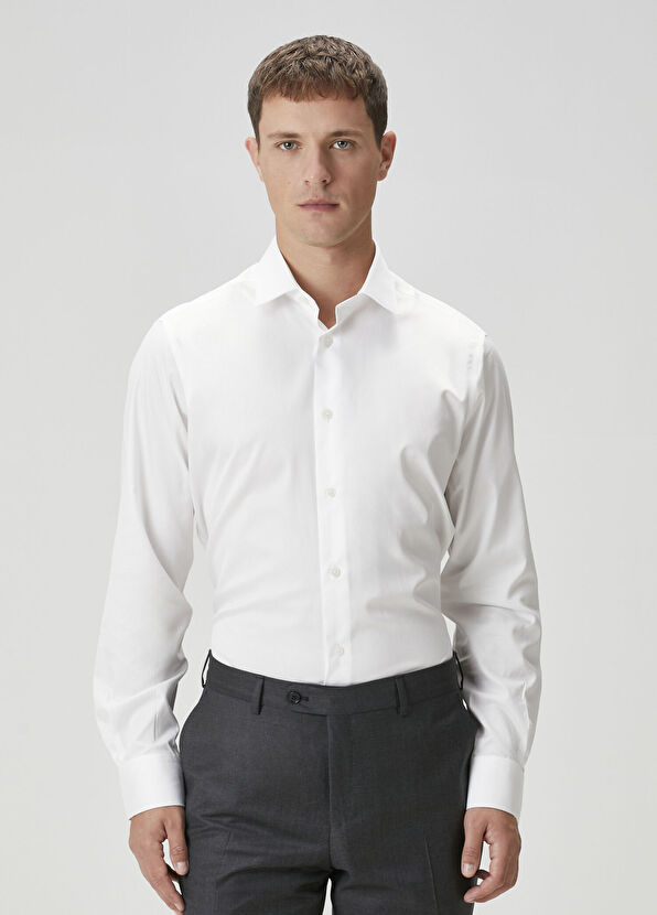 Custom Fit Beyaz Gömlek - Görsel 5
