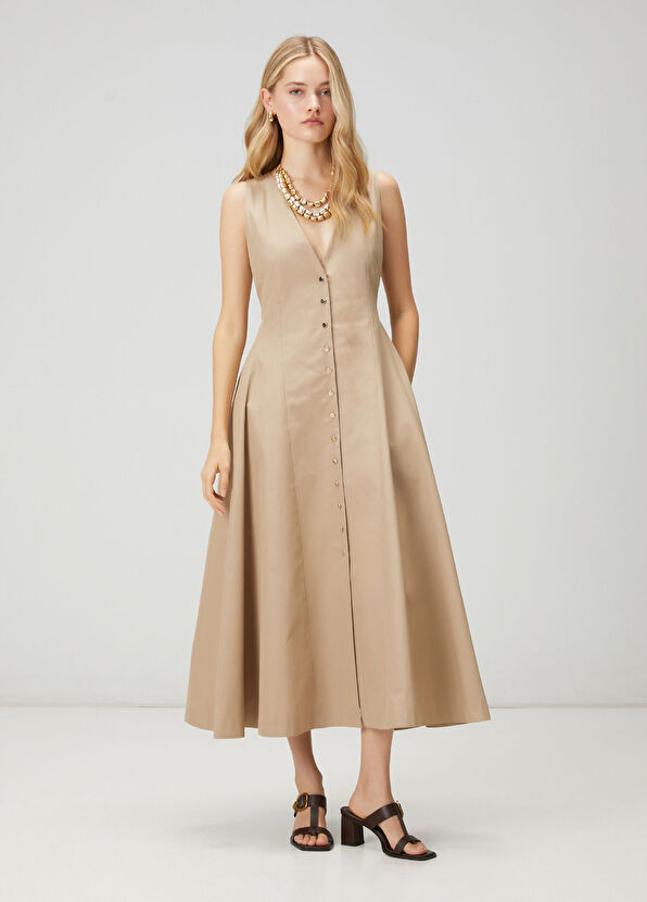 Beymen Club Beige Midi Flared Dress - 1