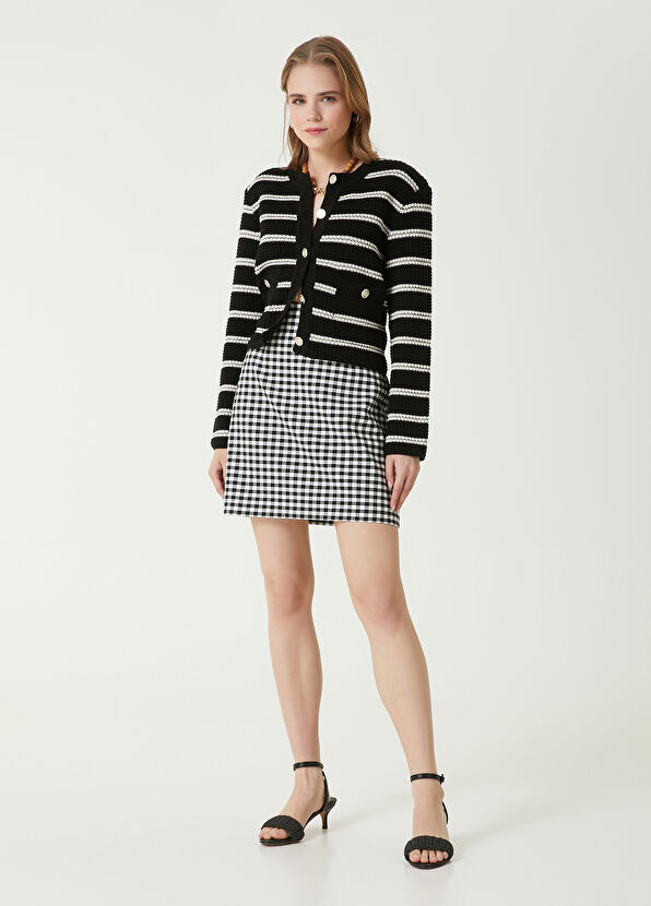 Beymen Club Siyah Beyaz Kareli Mini Etek - 1