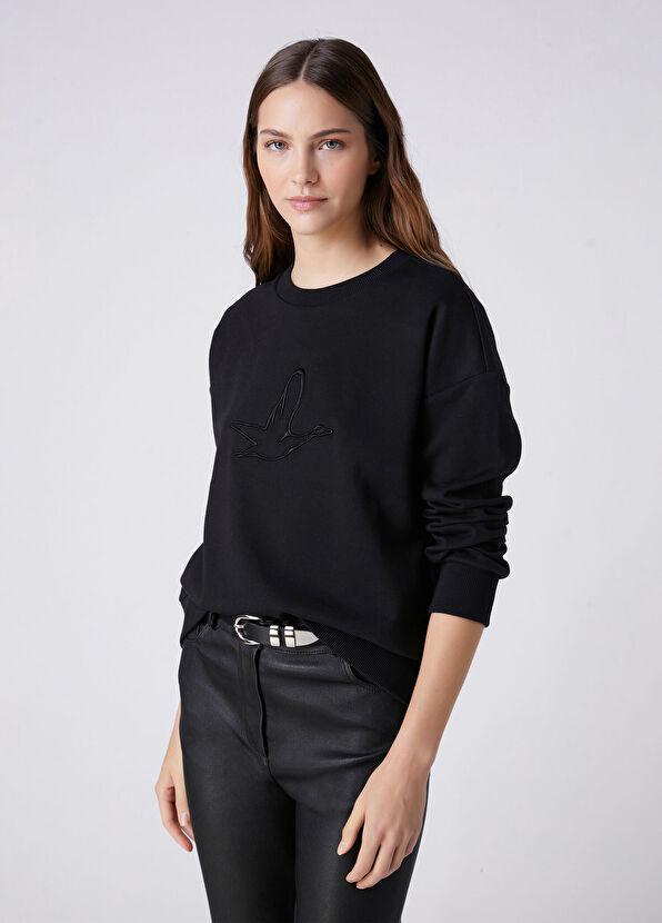 Beymen Club Black Logo Embroidered Sweatshirt - 1