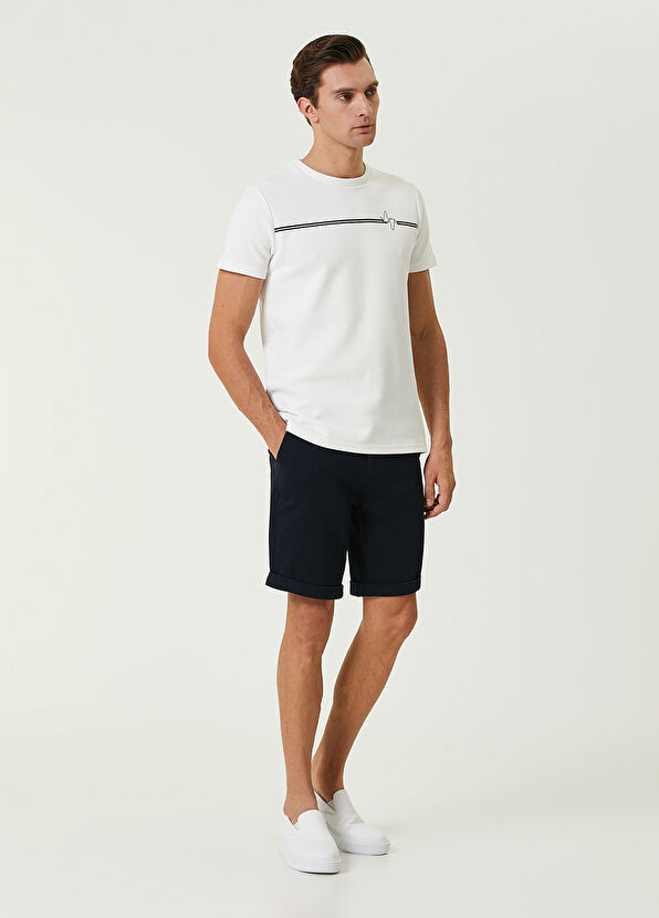 Beymen Club Beyaz Şerit Detaylı Kaz Baskılı T-shirt - 3