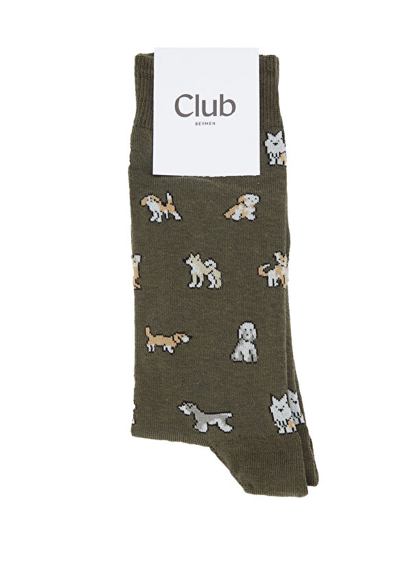 Beymen Club Khaki Dog Pattern Men's Socks - 1