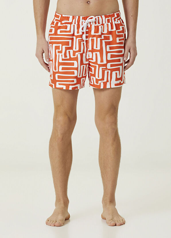 Beymen Club Orange Geometric Patterned Swimsuit - 2