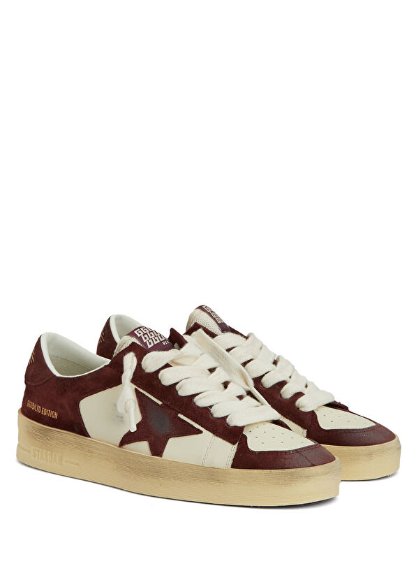 Golden Goose Stardan Beyaz Bordo Kadın Deri Sneaker - 2