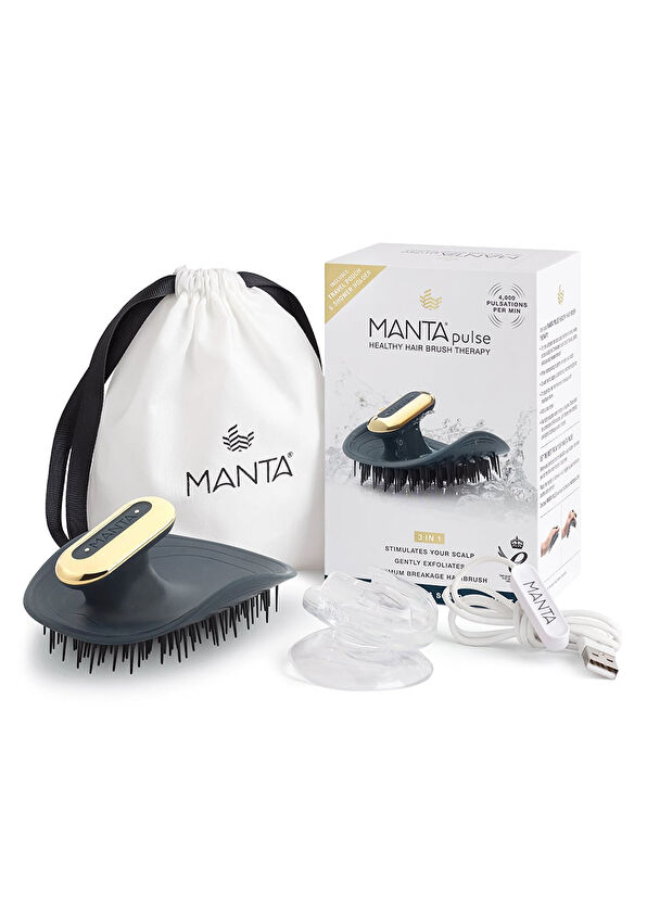 Manta Hair Pulse Ocean Blue Gold Vibrating Scalp Massage Brush - 2
