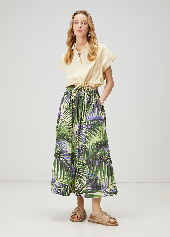 Beymen Club Green Palm Printed Maxi Skirt - 1