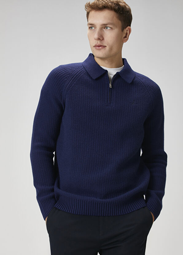 Beymen Club Lacivert Polo Yaka Yün Triko - 2