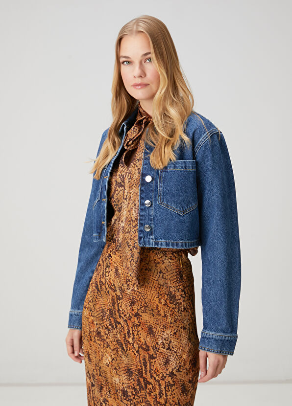 Beymen Club Blue Crop Denim Jacket - 1